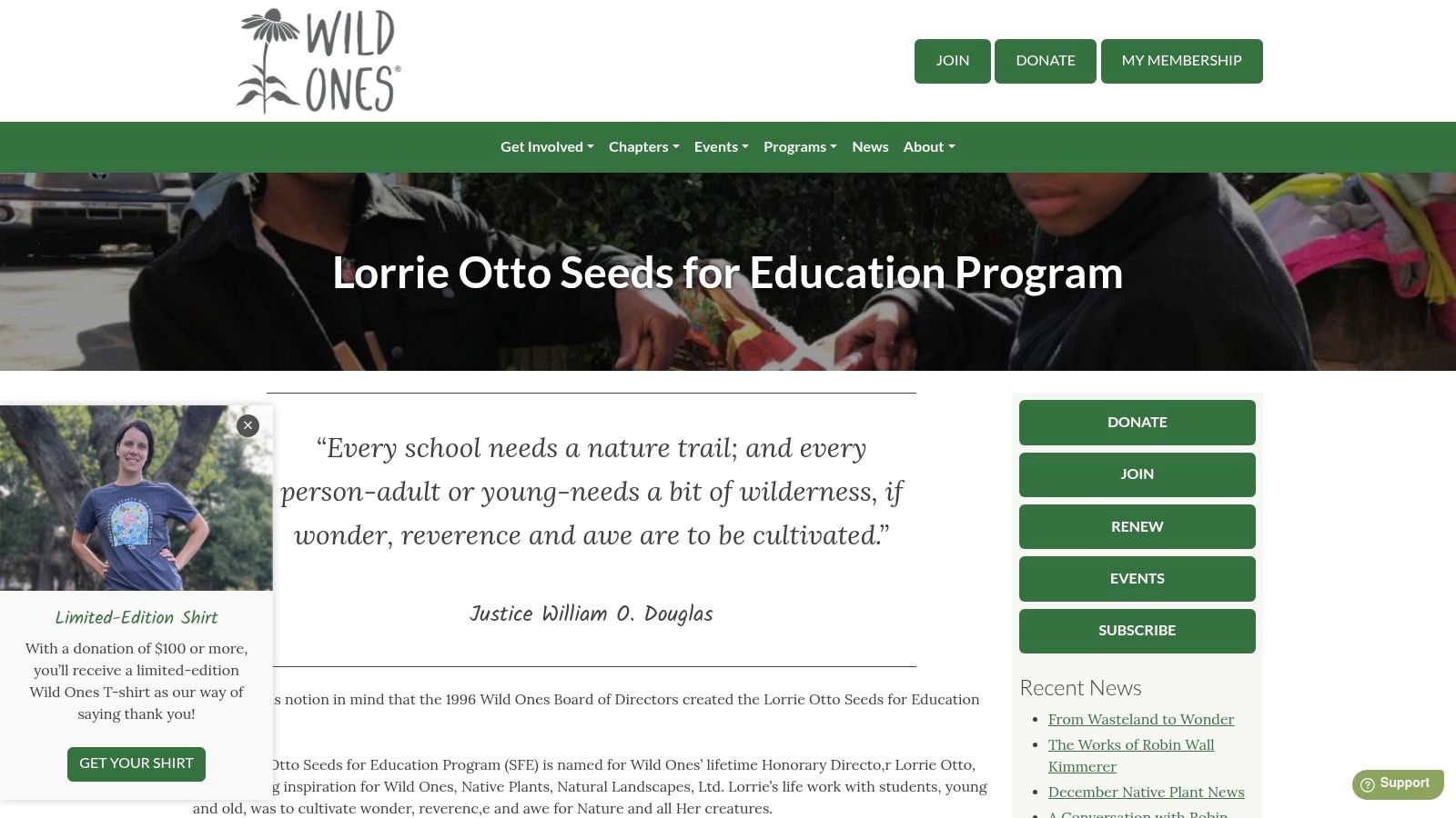 A young person planting native flowers in a garden, illustrating the youth focus of Wild Ones grants.