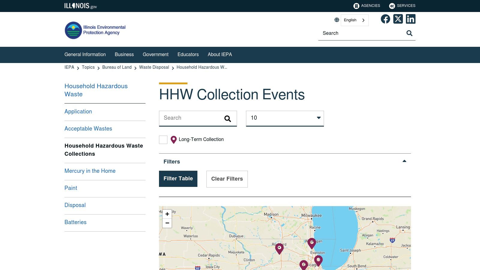 Illinois EPA – Household Hazardous Waste (HHW) collections