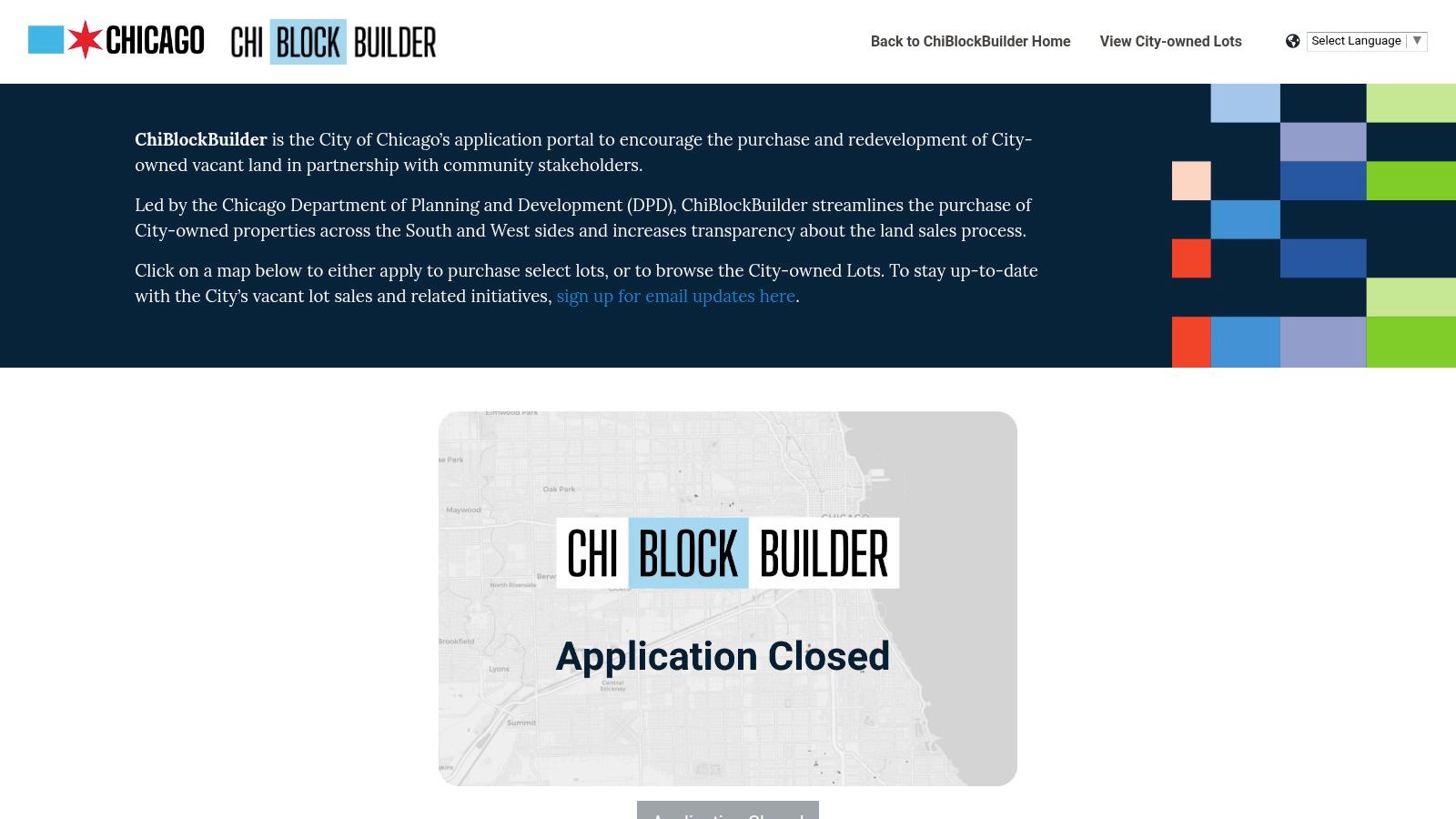 City of Chicago – ChiBlockBuilder (city-owned lot sales)