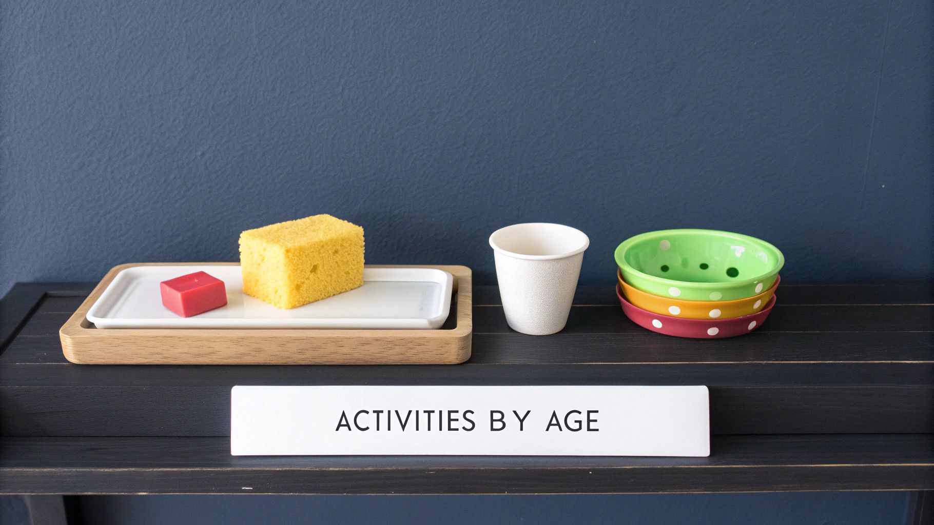A preschooler concentrates on slicing a banana with a child-safe knife at a small wooden table.