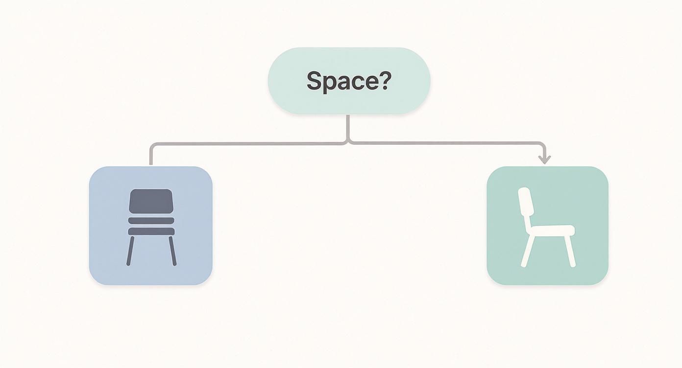 Infographic about wooden stackable chairs