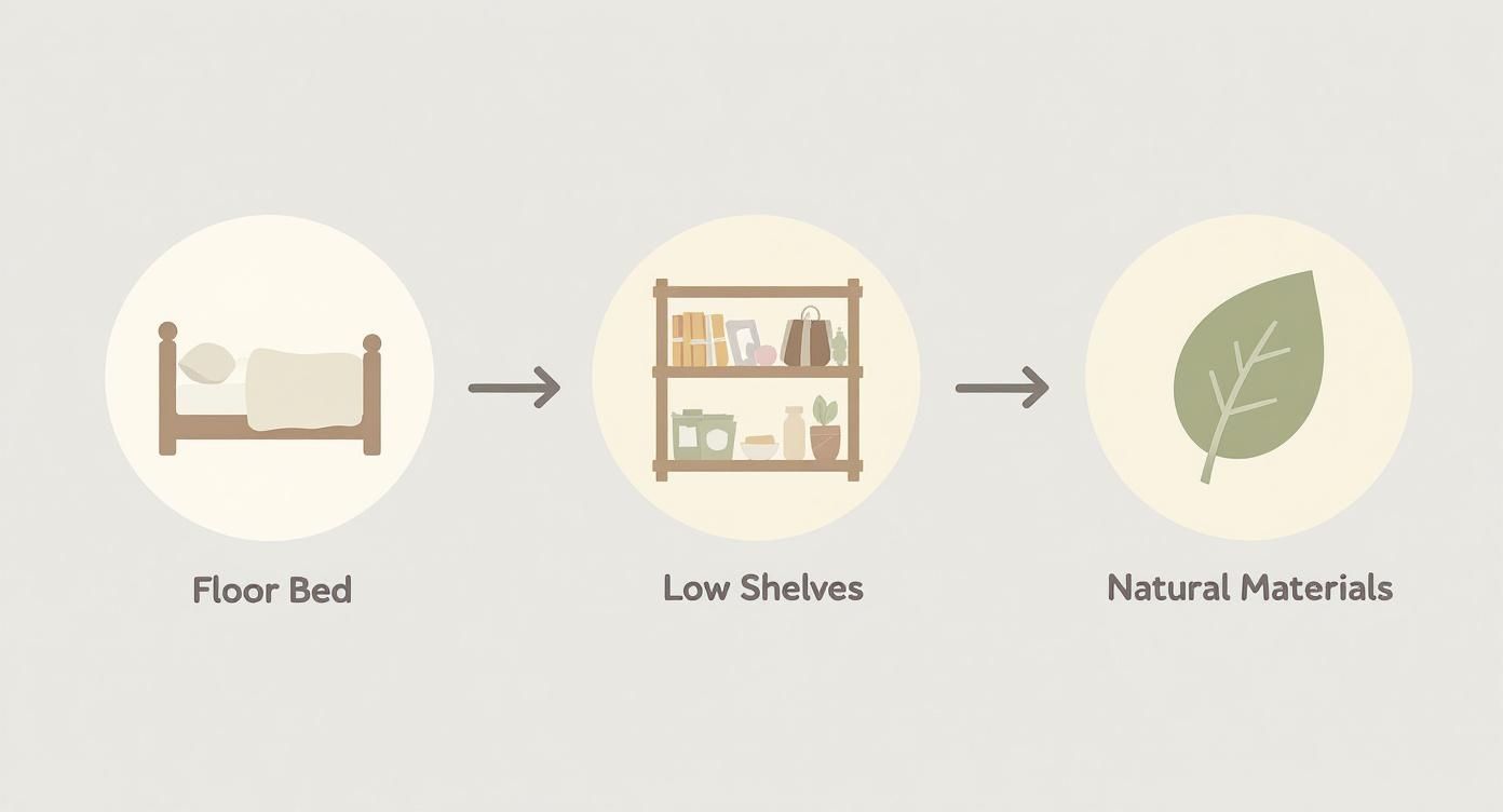 Infographic about montessori bedroom for toddler