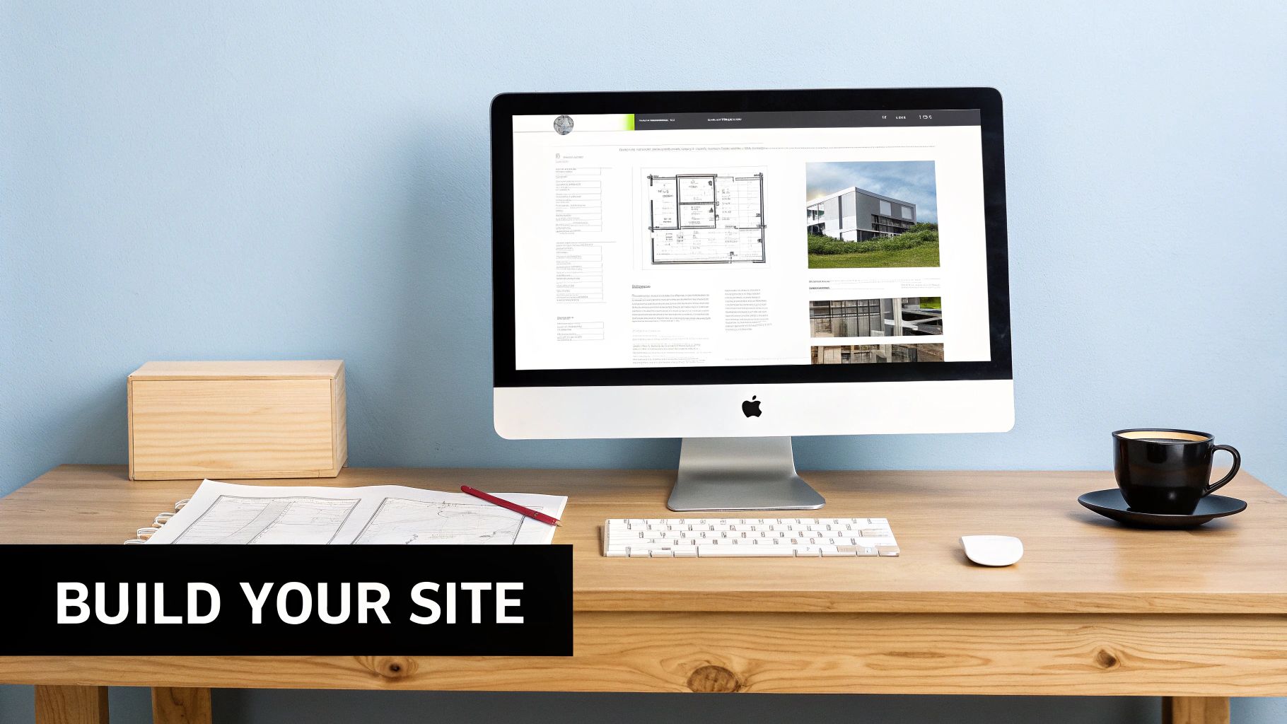 A person at a desk designing a website on their computer.
