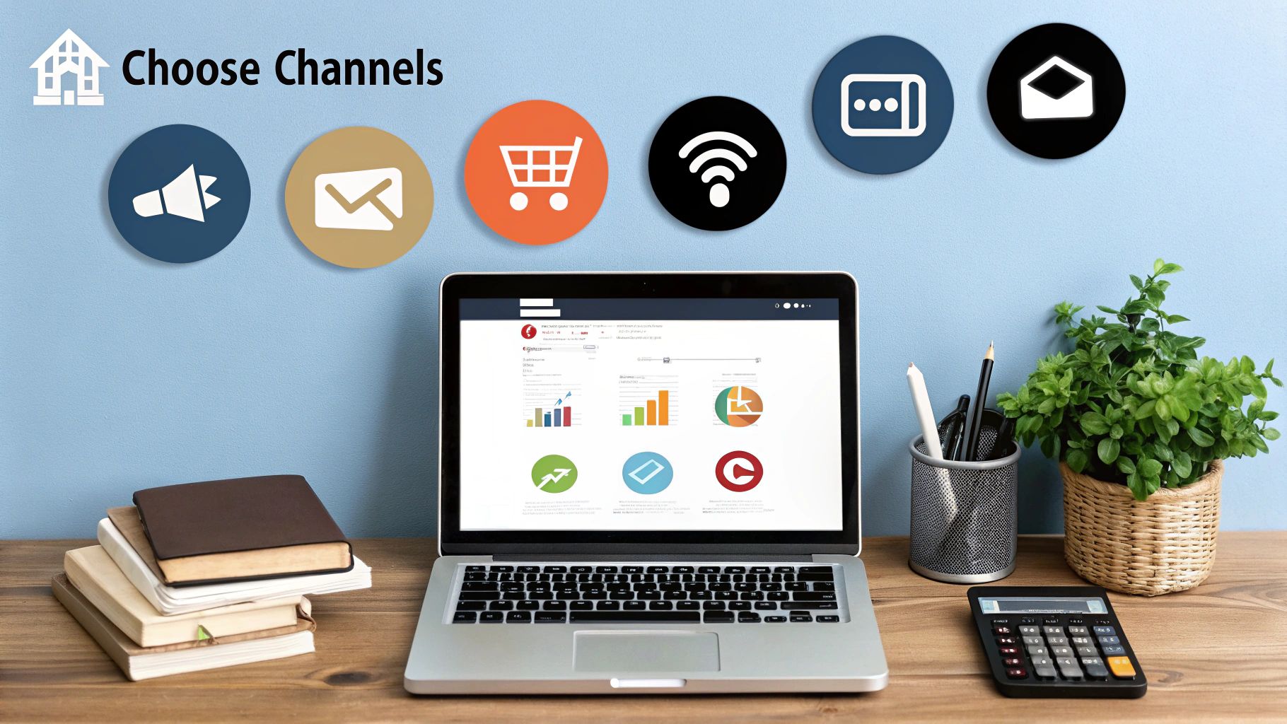 A smartphone screen displaying various social media and marketing app icons, representing different digital channels.