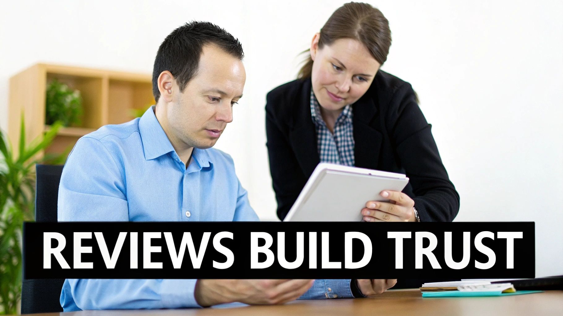 A person thoughtfully looking at a laptop screen with review icons, considering their response.