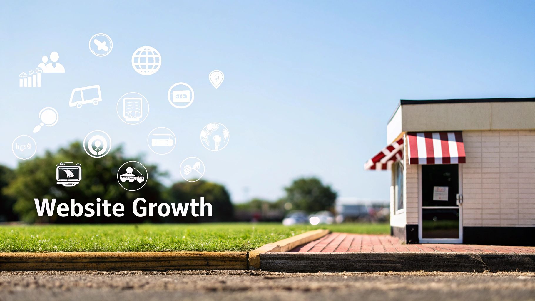 A small plant sprouting from a laptop screen, symbolizing growth driven by digital efforts.