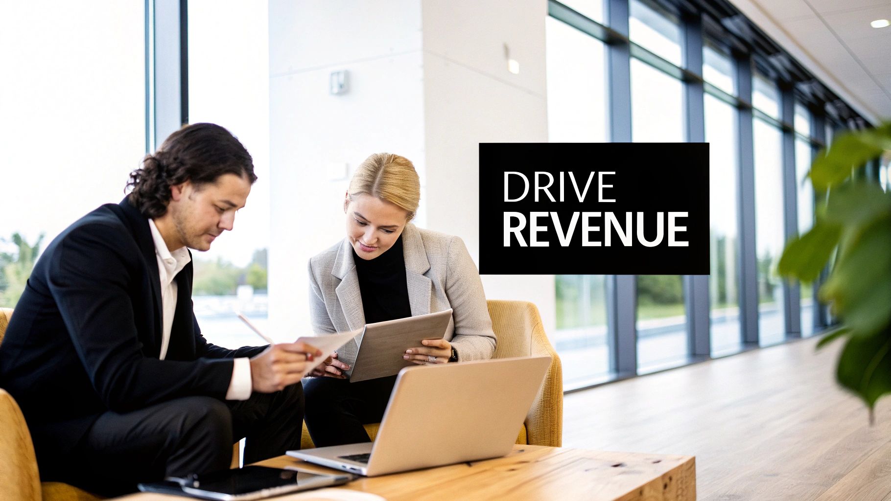 Laptop screen showing affiliate marketing dashboard with charts and graphs