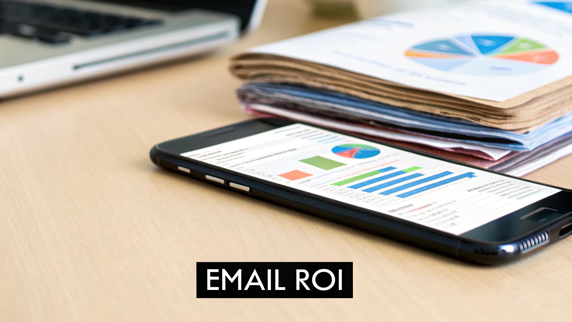 A graph showing a steep upward trend, representing high marketing ROI from email.