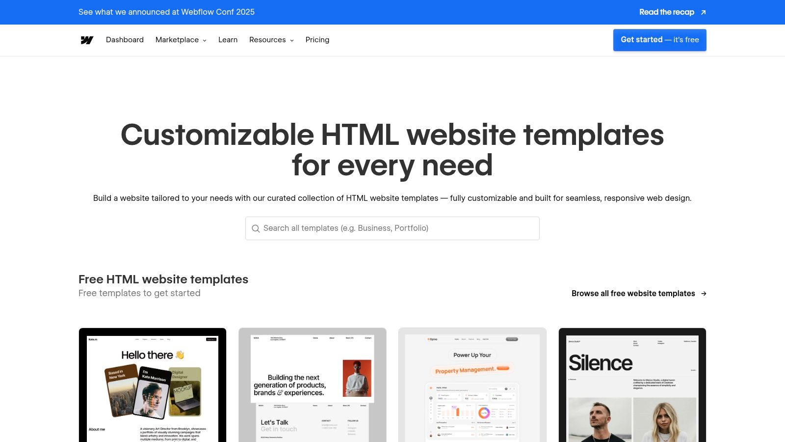 Webflow Templates (Ecommerce)