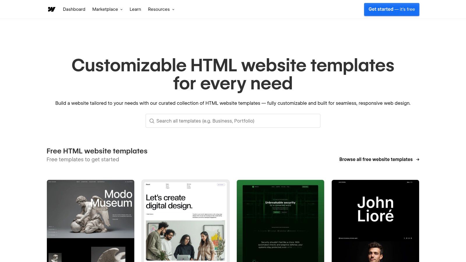 Webflow Templates (Showcase/Discover)