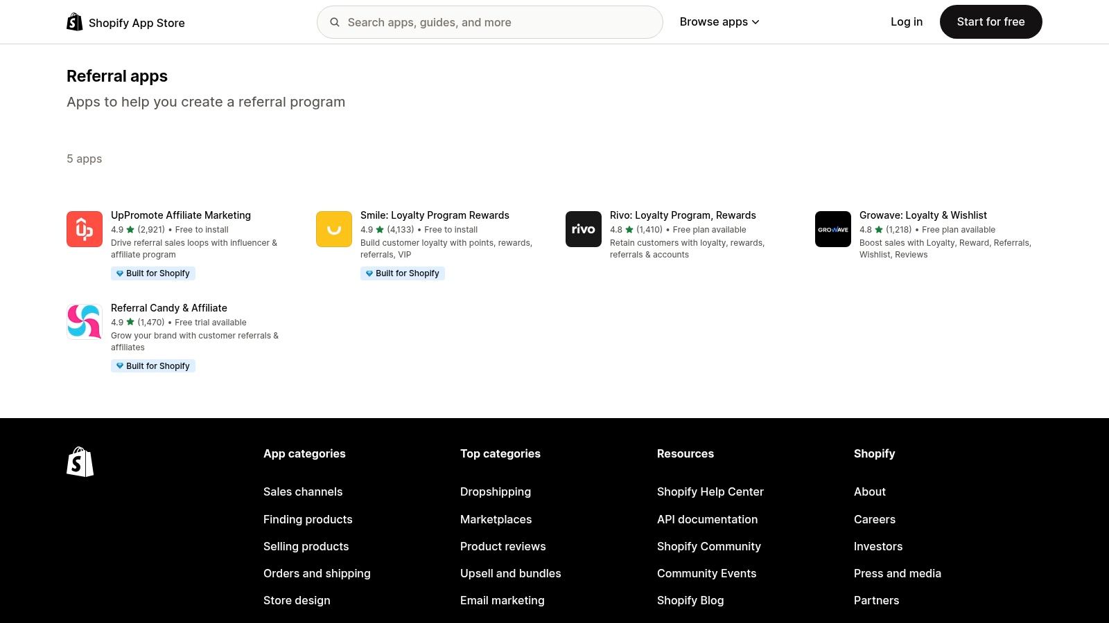Shopify App Store – Referral Apps Collection
