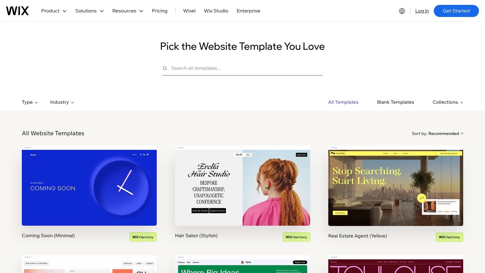 Wix Template Marketplace