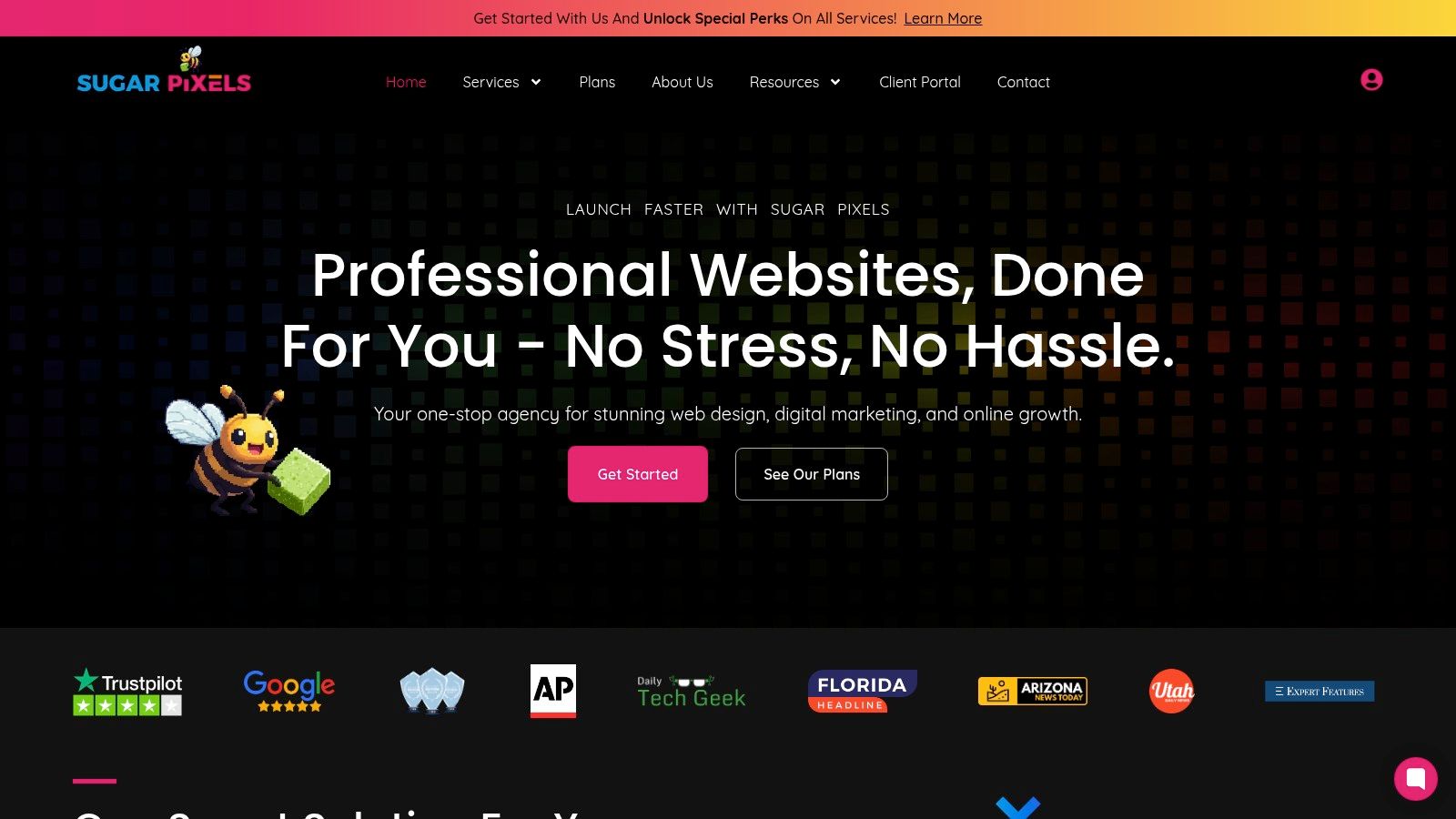 Sugar Pixels Website Homepage