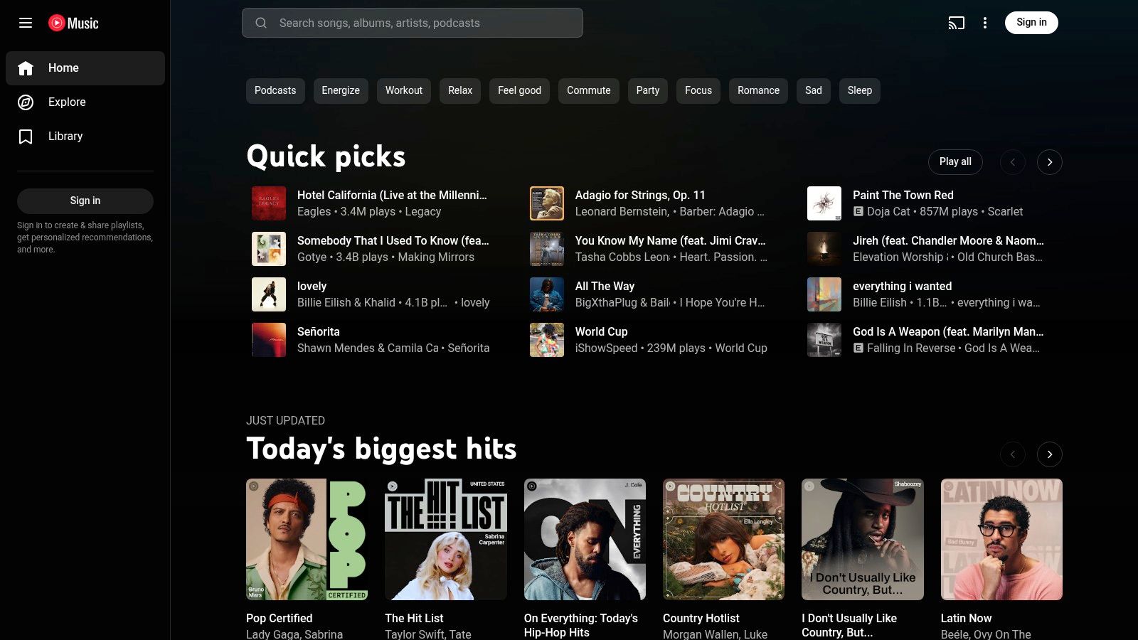 The YouTube Music interface displaying a podcast page, showing its clean design and integration of audio and video content for personal growth podcasts.