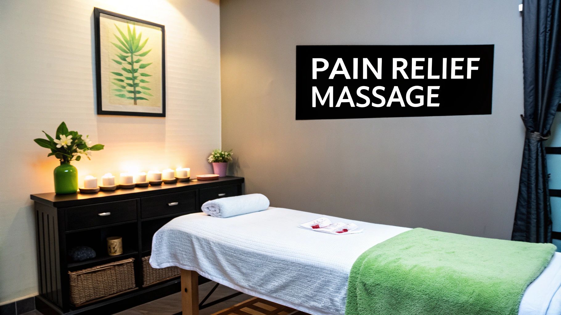 A massage therapist applies gentle pressure to a client's shoulder to relieve pain