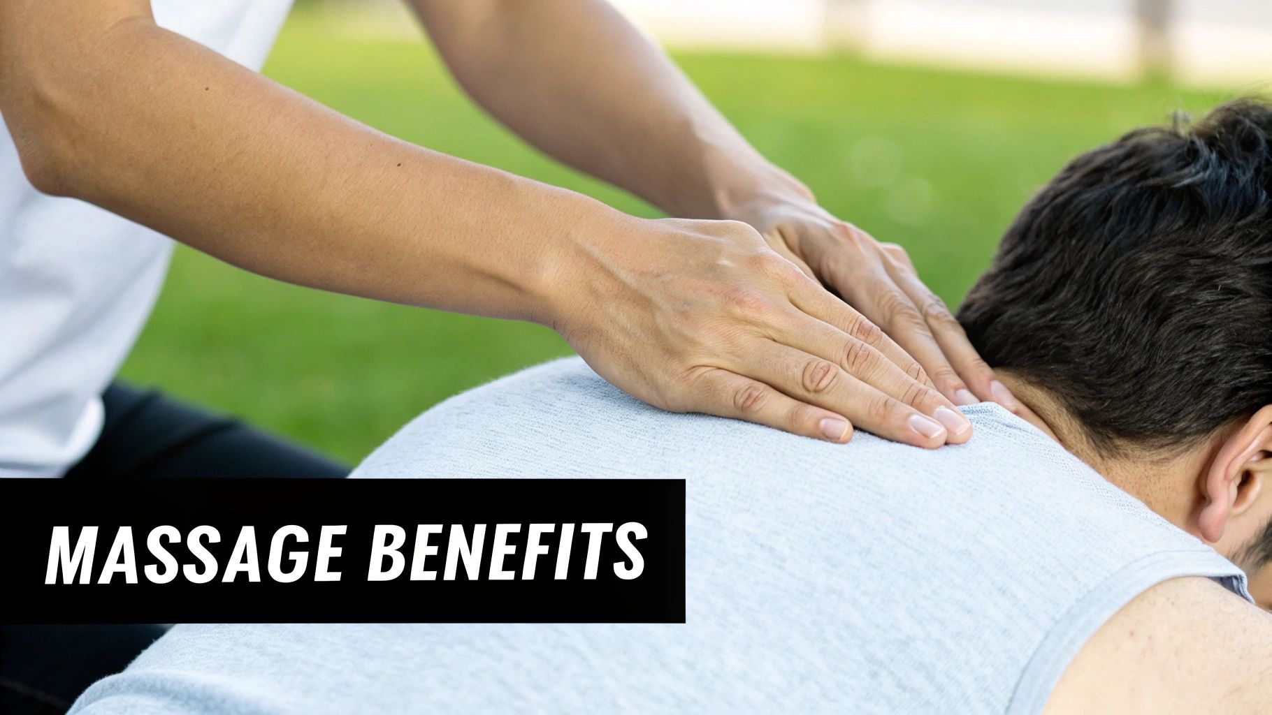 Professional massage therapist working on a client's neck and shoulders