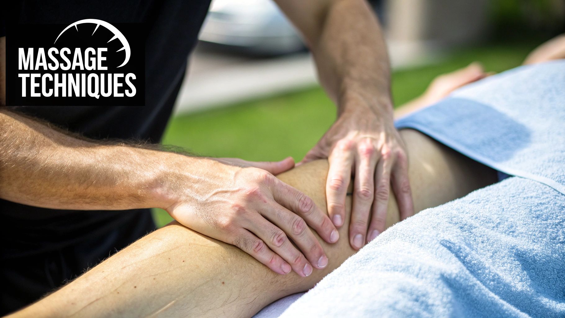 Person receiving a deep tissue massage on their lower back.