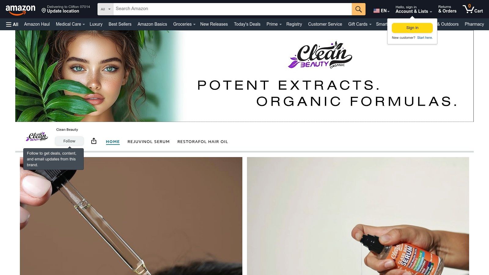 Amazon (Clean Beauty storefront)