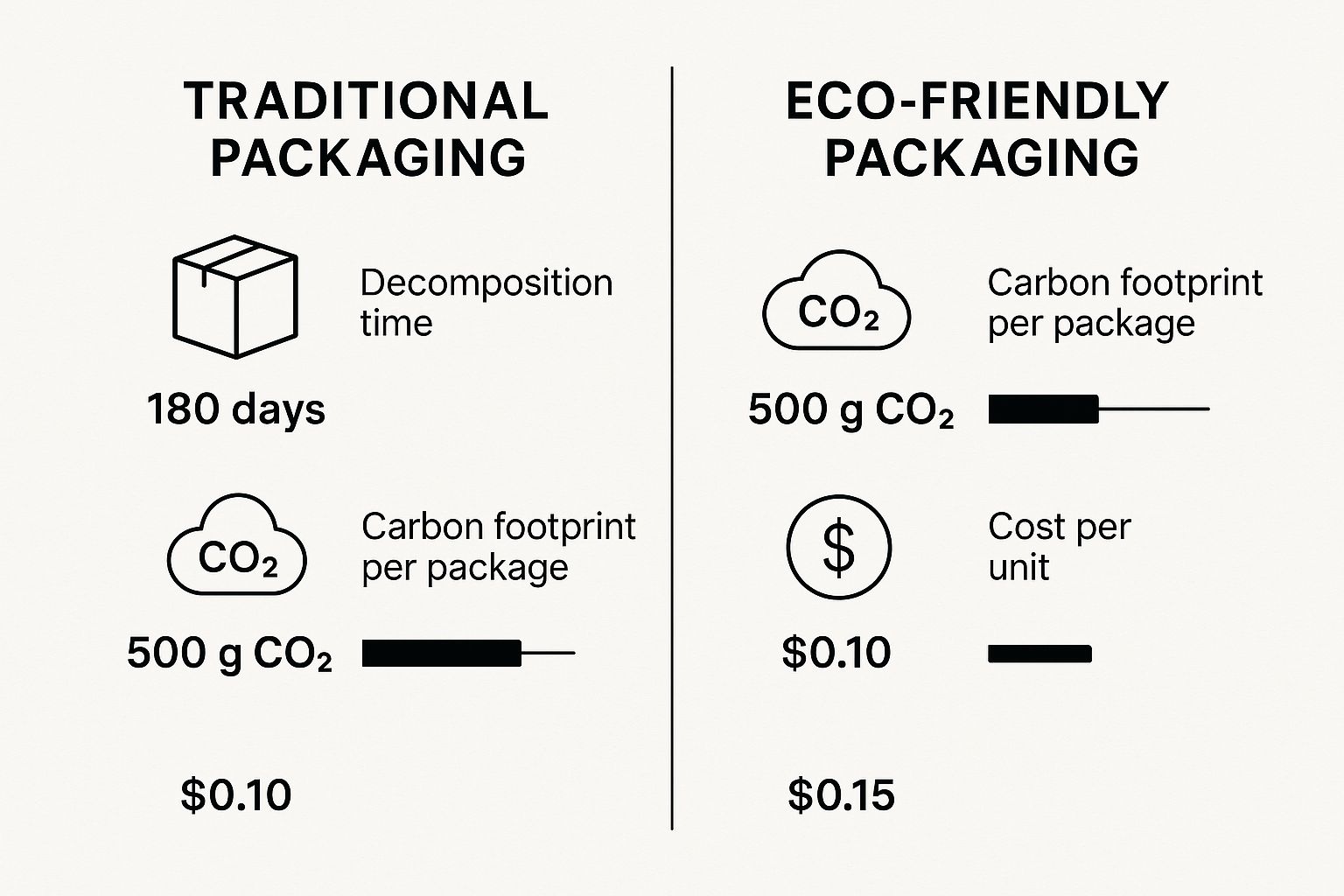 Infographic comparing eco-friendly bakery packaging