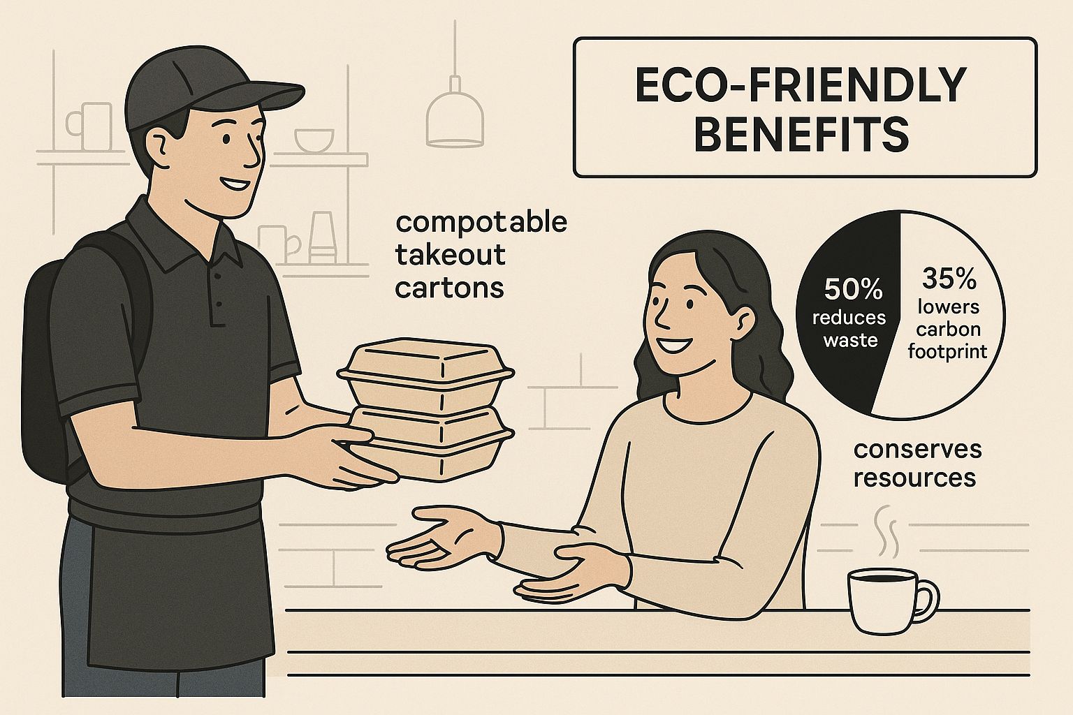 Infographic about compostable takeout containers