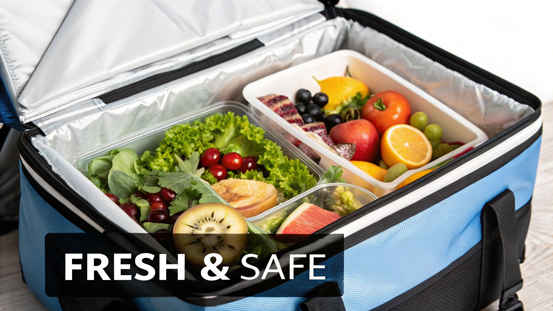 Chef carefully placing a meal into perfectly sized insulated food packaging.
