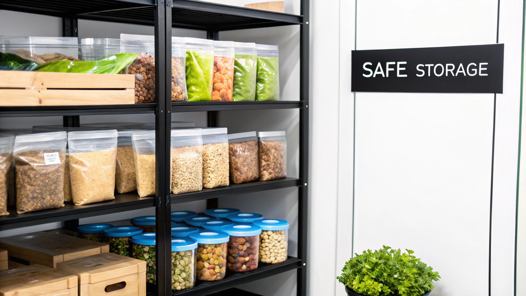 A collection of eco-friendly food containers made from materials like bamboo and recycled paper.