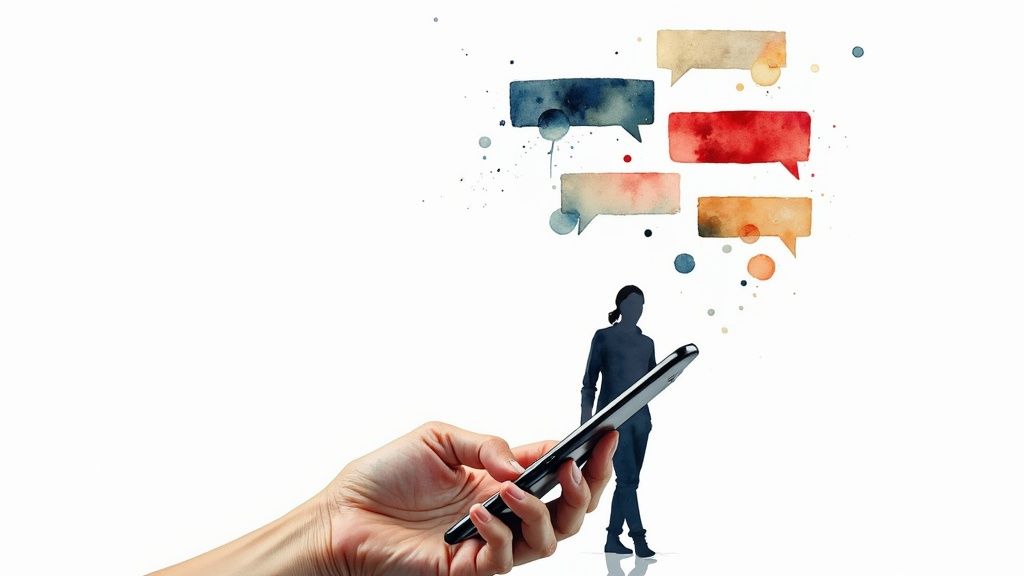 Wie erkenne ich eine toxische beziehung und schütze mich Eine frau fühlt sich eingeengt, während eine hand von oben nach ihr greift