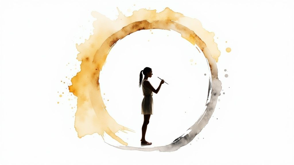 Eine person steht selbstbewusst da, die arme verschränkt, und symbolisiert stärke und das setzen von grenzen.