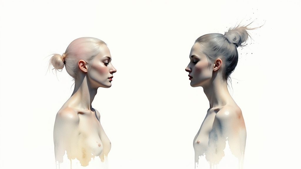 Energievampire erkennen und deine eigene kraft schützen Eine nachdenkliche frau schaut aus dem fenster, während regentropfen auf das glas fallen.