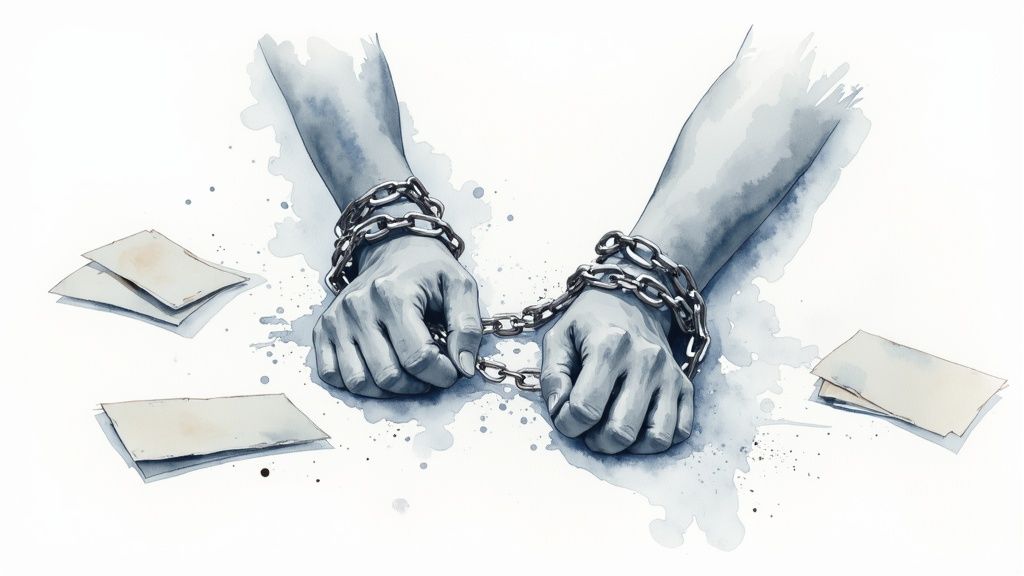 Trennung von narzissten meistern und neu beginnen Eine person versucht, unsichtbare fesseln zu durchbrechen, die sie an ort und stelle halten