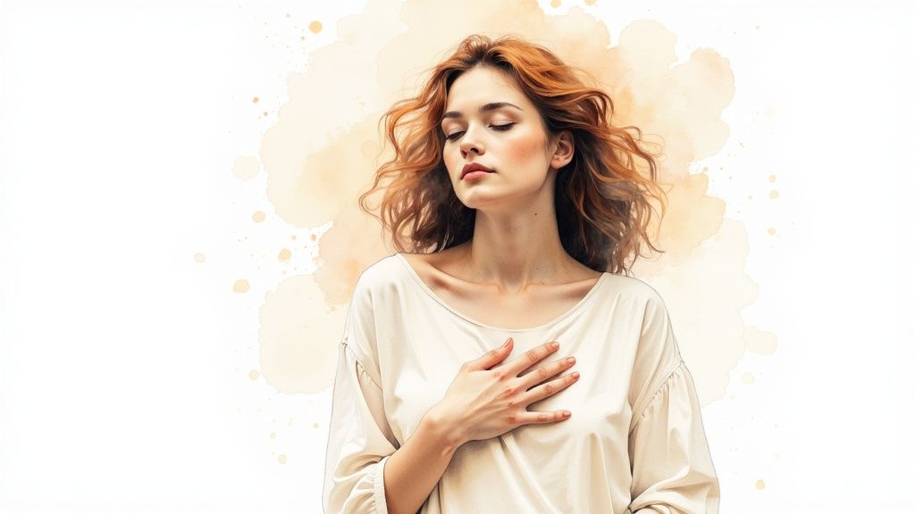 Wie finde ich wieder zu mir selbst? Ein ehrlicher wegweiser für deinen neubeginn Eine frau sitzt in der natur auf einem steg am wasser und praktiziert journaling.