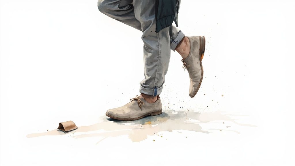 Eine nahaufnahme von wassertropfen auf grünen blättern nach einem regen, die frische und gegenwärtigkeit symbolisieren.