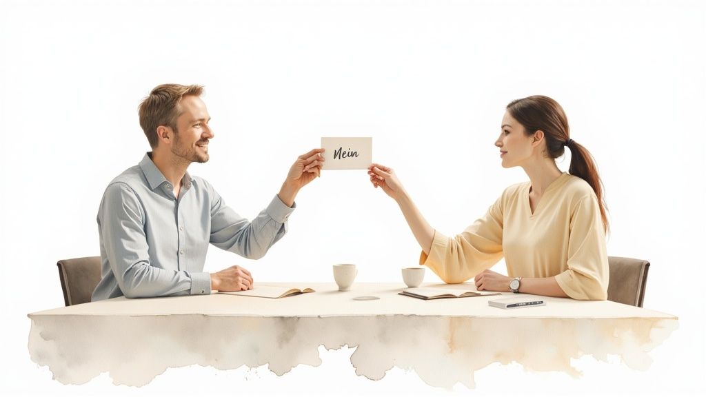 Eine person schreibt konzentriert in ein notizbuch, was die bewusste formulierung von grenzen symbolisiert.