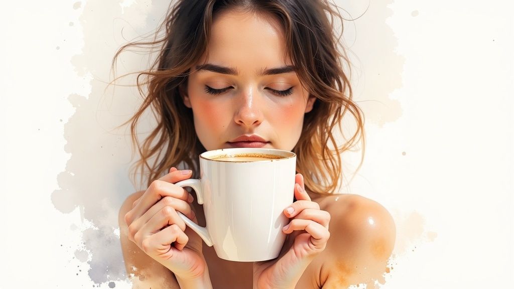 Wieder lebensfreude finden: ein sanfter leitfaden zurück zu dir Eine person hält eine tasse kaffee und schaut nachdenklich aus dem fenster