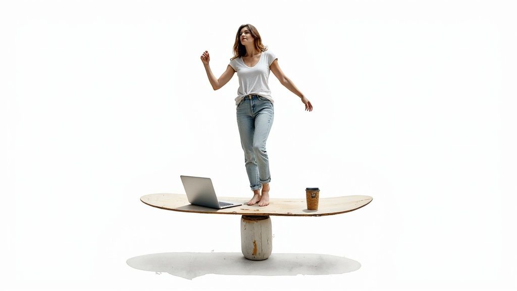 Work-life-balance verbessern: wege zu innerer ruhe und selbstliebe Eine person sitzt gemütlich mit einem laptop auf einem sofa, umgeben von pflanzen, was die vorteile von flexibilität und homeoffice verdeutlicht.