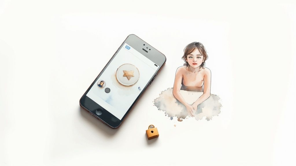 Eine durchgestrichene sprechblase und ein blockiertes smartphone-symbol, die das konzept des kontaktabbruchs darstellen.