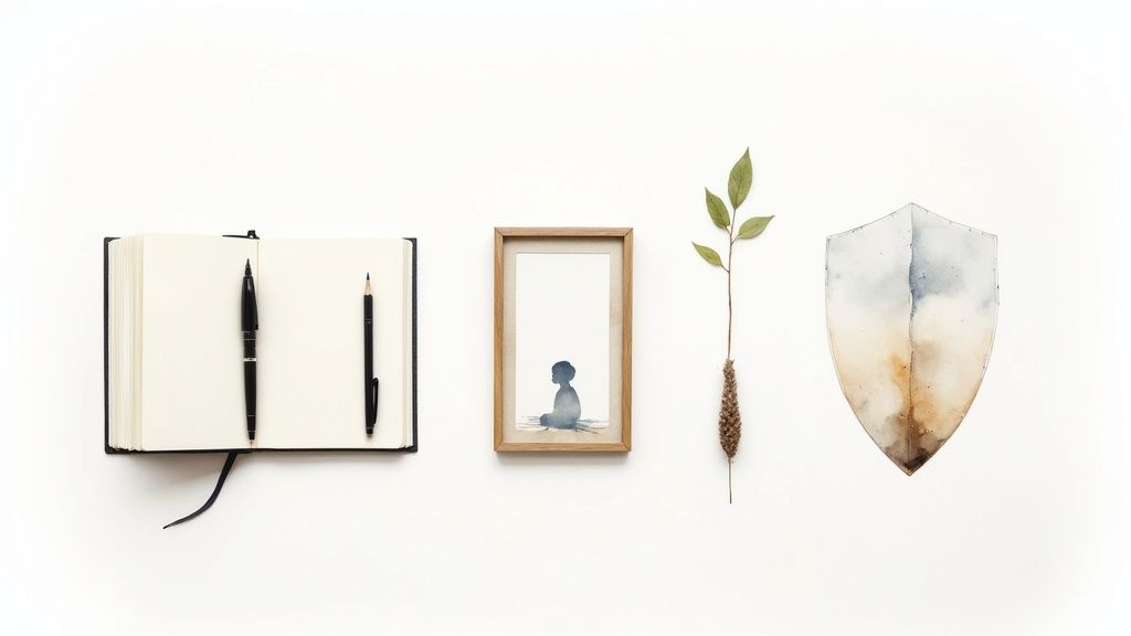 Innere blockaden lösen für mehr emotionale freiheit Eine person praktiziert yoga im freien, die sonne scheint durch die bäume und erzeugt eine ruhige, hoffnungsvolle atmosphäre.