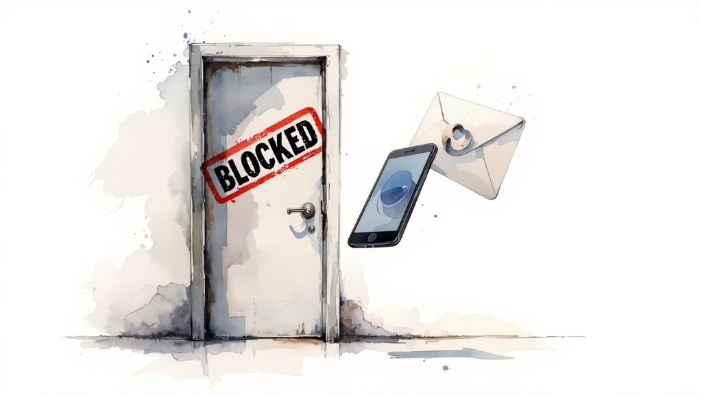 Eine person, die entschlossen eine tür schließt und das chaos hinter sich lässt.