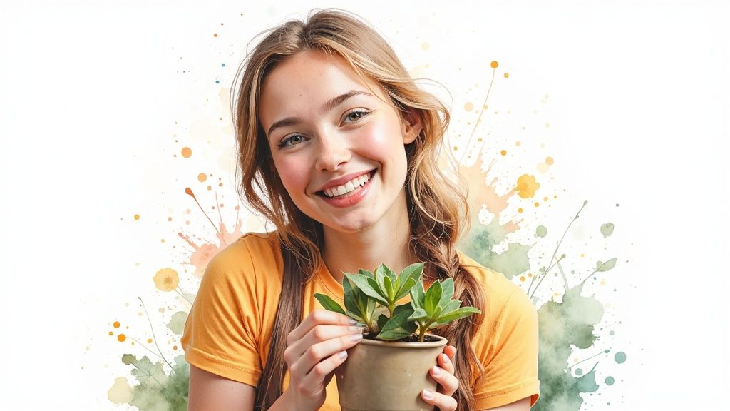 Wie finde ich wieder zu mir selbst? Ein ehrlicher wegweiser für deinen neubeginn Eine frau steht in einem feld voller wildblumen, genießt die sonne und strahlt lebensfreude aus.