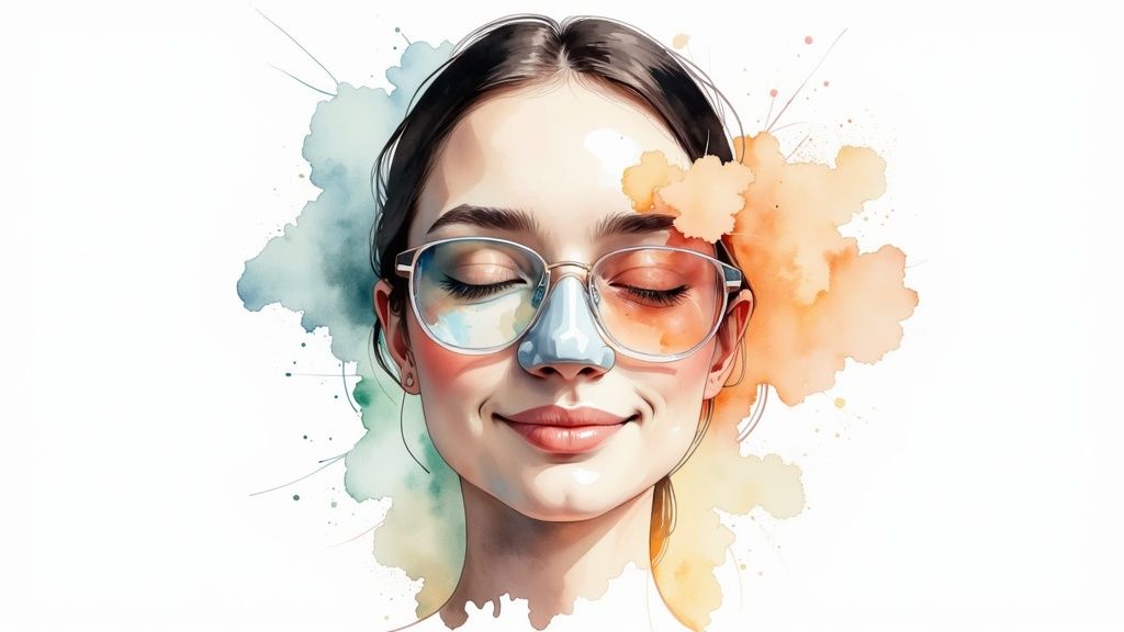 Stressbewältigung durch achtsamkeit für innere ruhe Eine person sitzt meditierend am strand, die sonne geht im hintergrund unter.