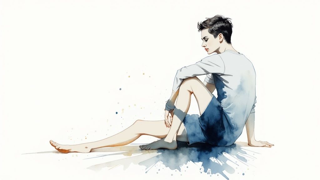 Loslassen von menschen – wie du emotionale freiheit findest und neu beginnst Eine person blickt nachdenklich auf eine neblige landschaft, was die unsicherheit und den emotionalen prozess des loslassens symbolisiert.