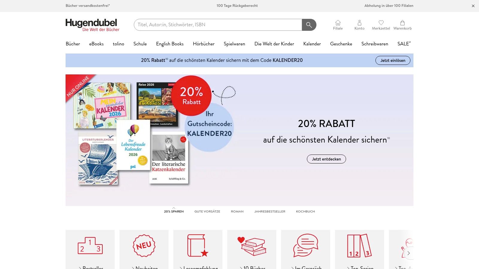 Ein stapel bücher auf einem tisch in einem hugendubel-geschäft, im hintergrund weitere regale