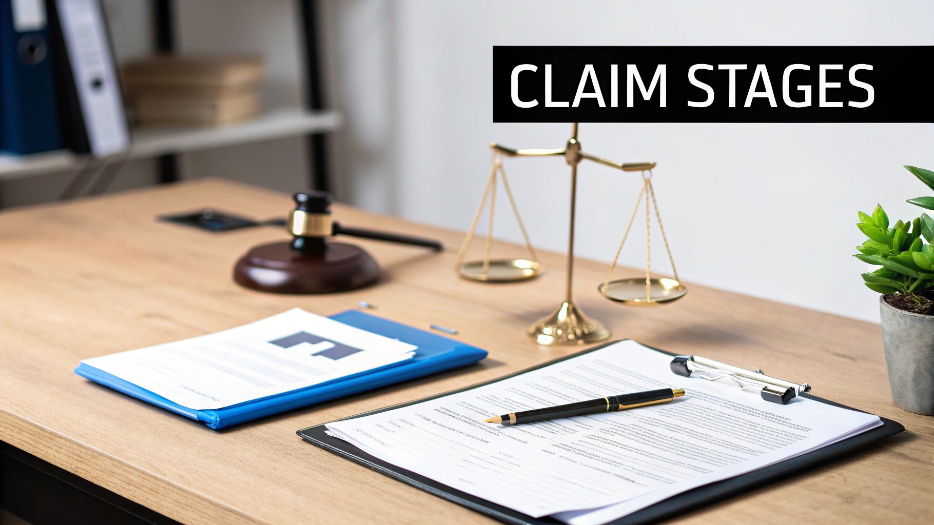A flowchart showing the four stages of a personal injury claim process.
