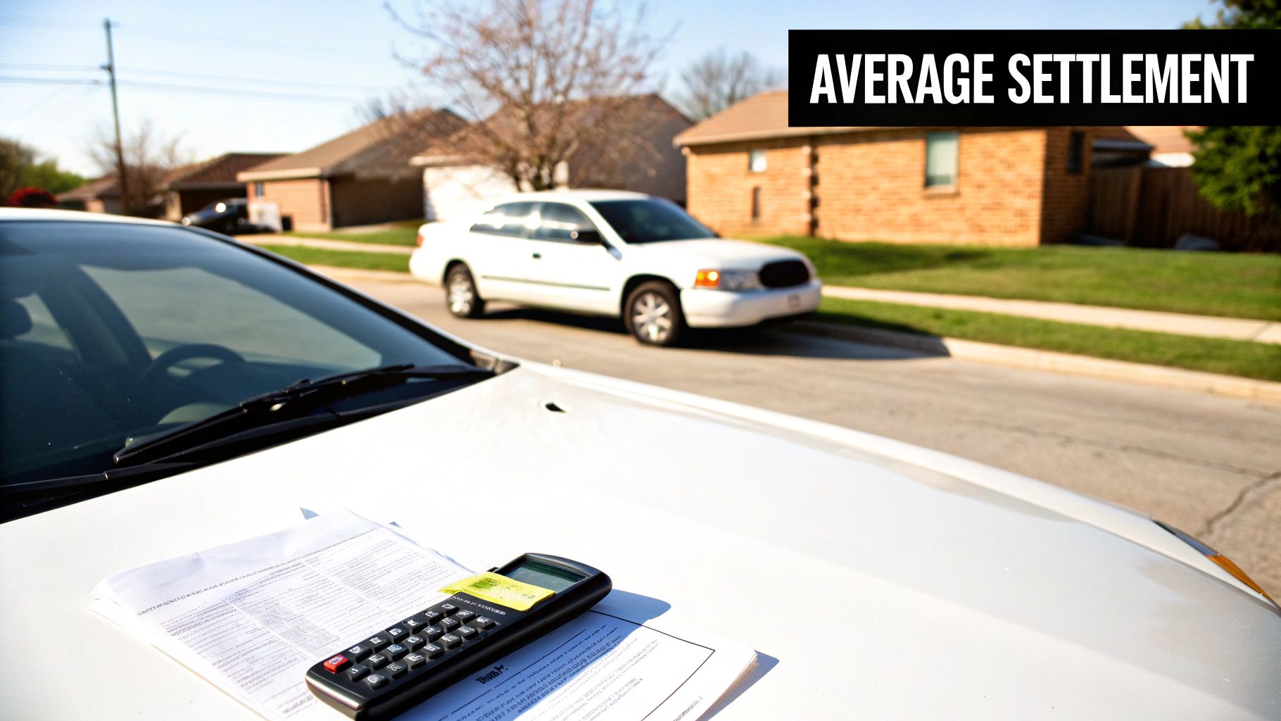 A car accident on a Texas highway with emergency services present, illustrating the need for settlements.