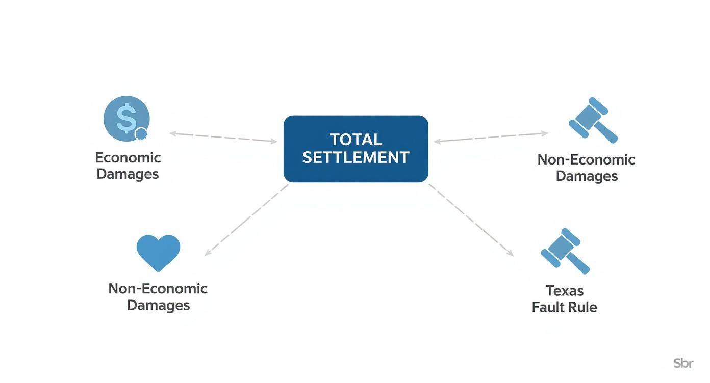 Infographic about average car accident settlement texas
