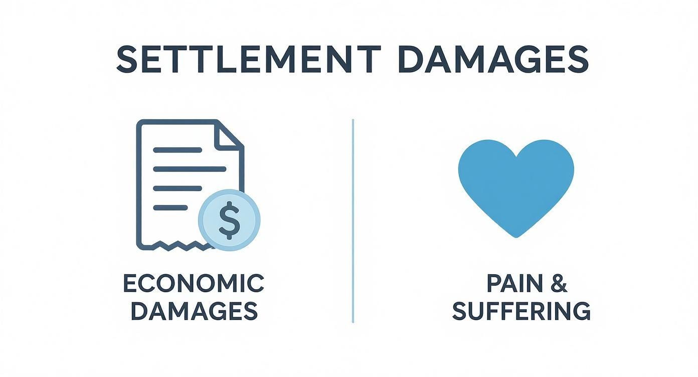 Infographic about pain and suffering settlement amounts