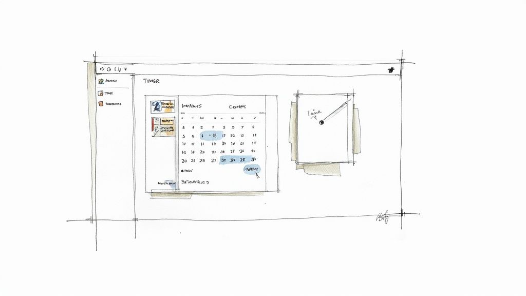A person's hands setting up a countdown timer on a laptop.
