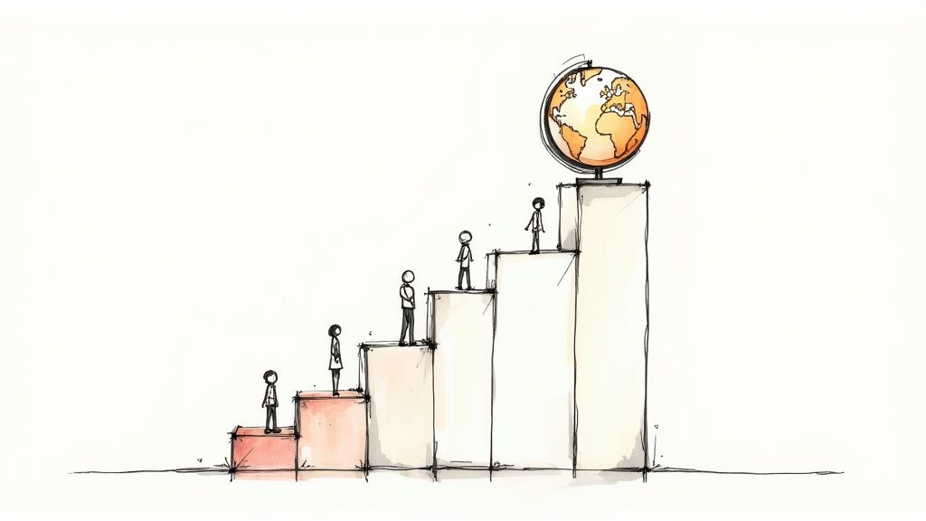 A graph showing upward trending arrows indicating business growth from webinar automation