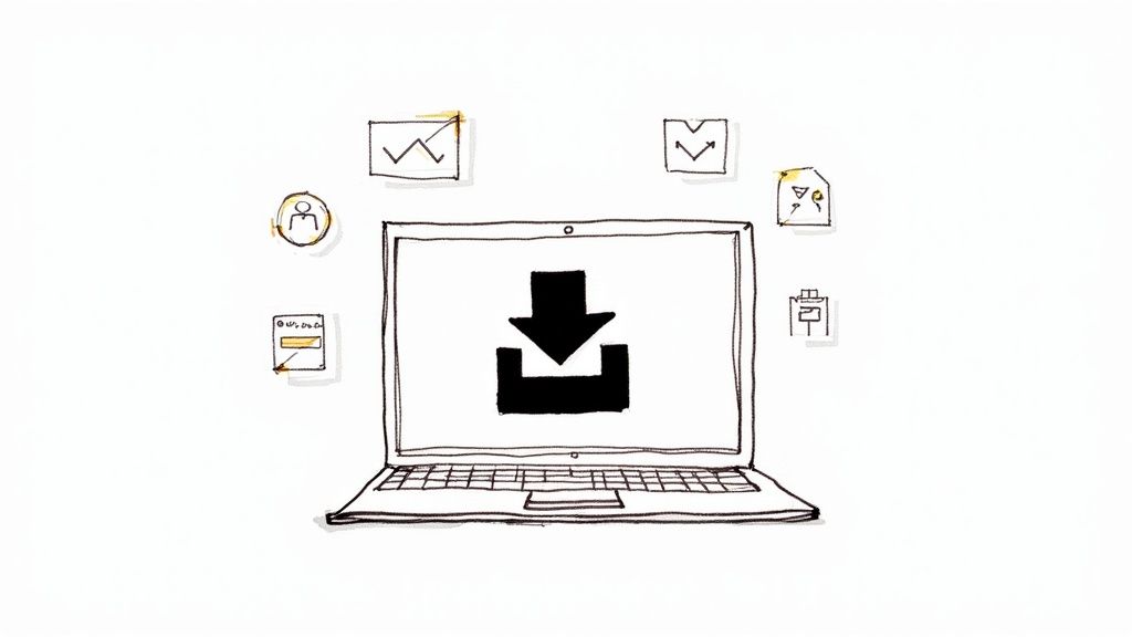 A person watching a livestream on their laptop while taking notes, signifying the educational value of saved content.