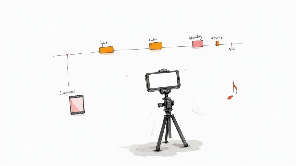 A person editing a video on a smartphone, showing how to create high-impact social media video marketing content affordably.